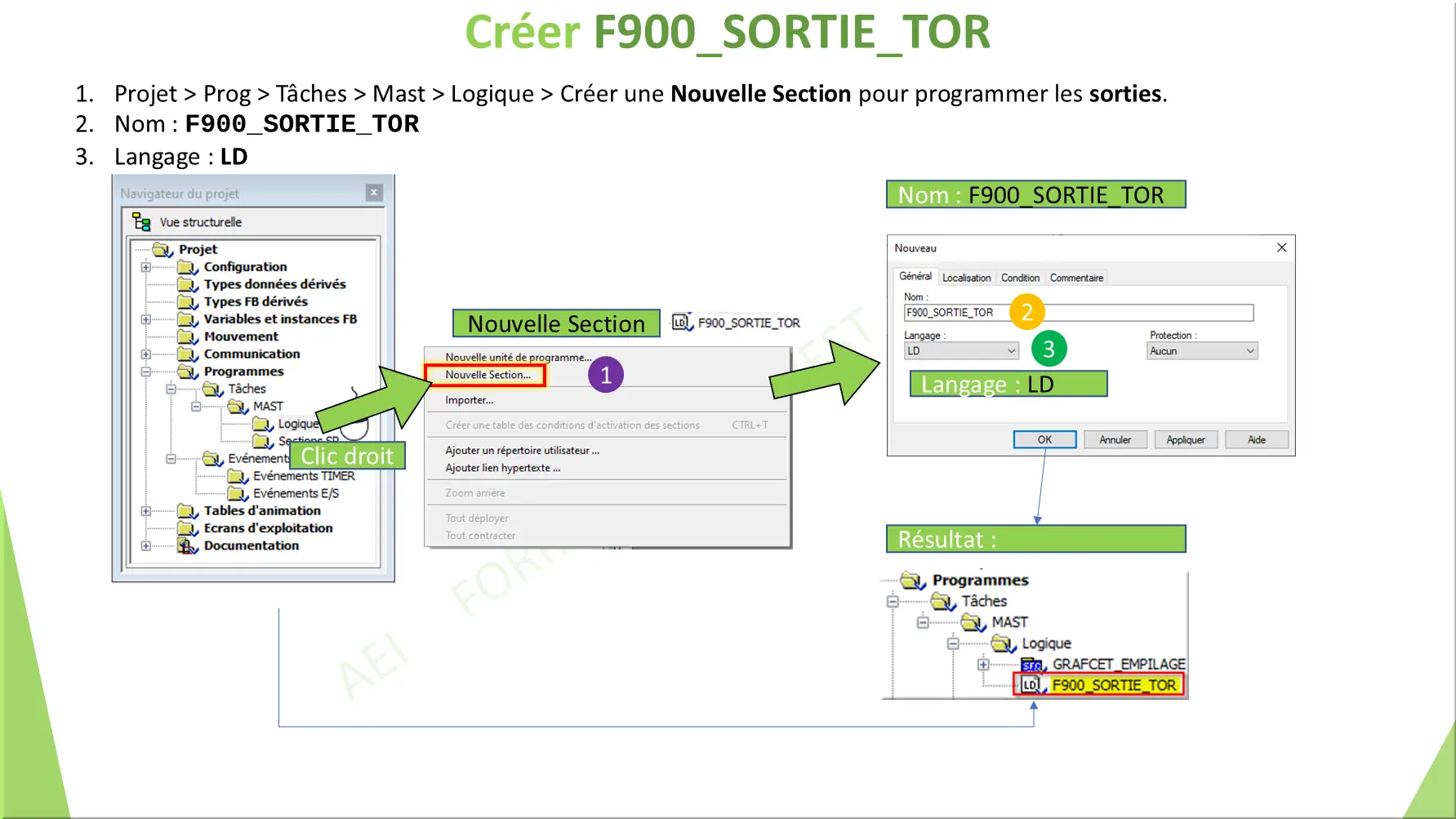 Créer F900_SORTIE_TOR